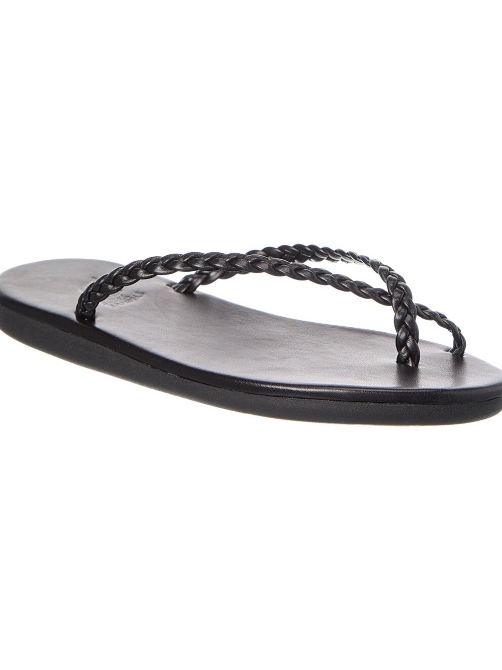 Ancient Greek Sandals Black Braided Leather Flip Flop